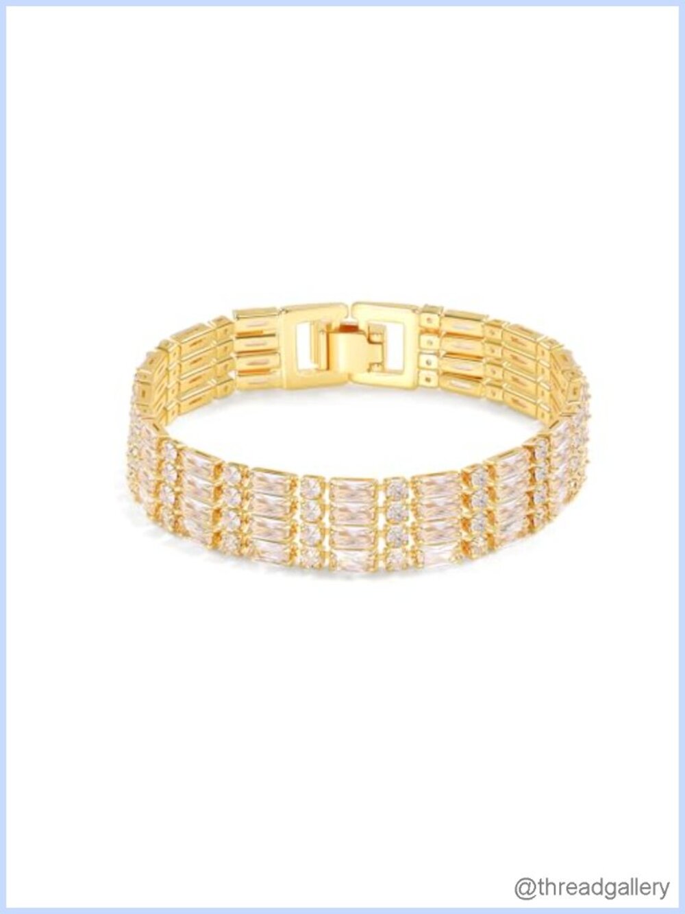 14K Gold Plated Tennis Bracelet for Women CZ Link Design Adjustable